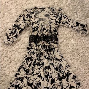 Sky  mini dress with black letter trim on waist